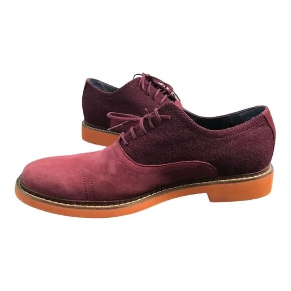 Cole Haan Nike Air‎ Mens 9.5 Maroon Suede 2 Tone Leather Oxford Lace Up Shoes